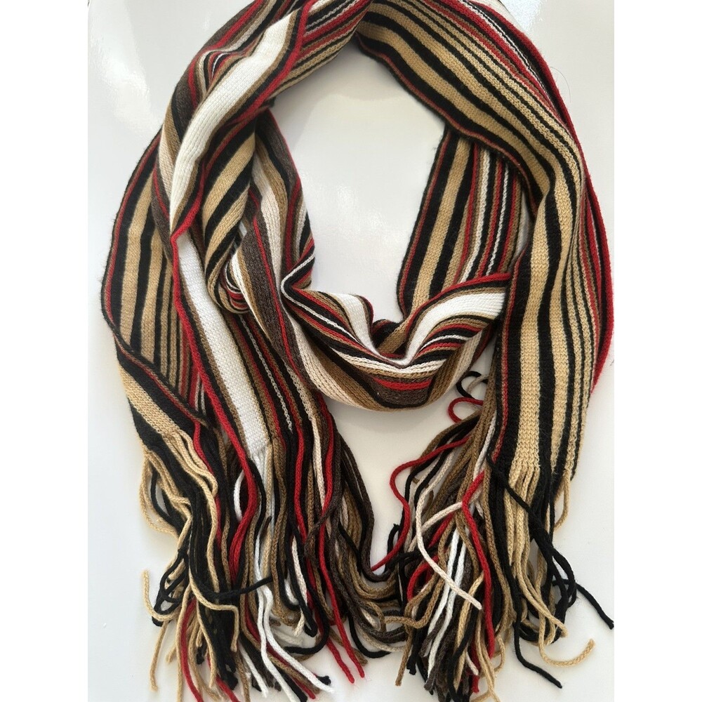 Echo Scarf Soft striped Wrap Shawl multi colour Winter Fringes 66” x 33”